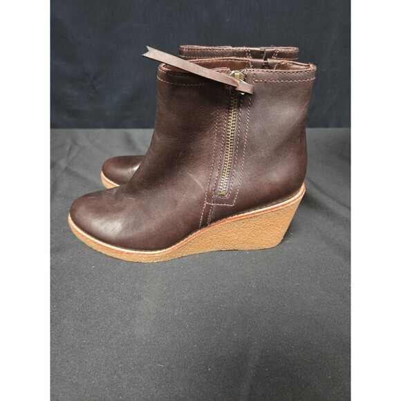 COLE HAAN Auden Waterproof Leather Wedge Ankle Boot Size 7 Chestnut Brown - Picture 5 of 6